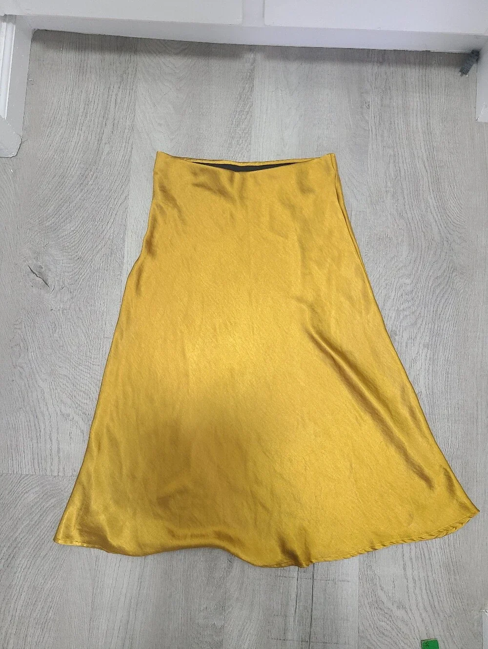 Satin Midi Skirt in Gold